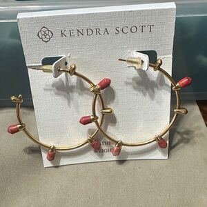 Kendra Scott Gold Hoop Earrings with Red Accents